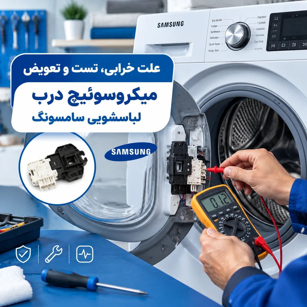 علت خرابی، تست و تعویض میکروسوئیچ درب لباسشویی سامسونگ